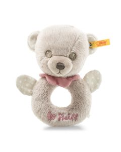 Steiff Hello Baby Lea Teddybär Greifring mit Rassel in einer Geschenkbox – 15 cm
