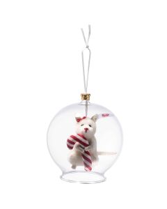 Steiff Candy Cane Mouse in Bauble Christmas Ornament - 8 cm